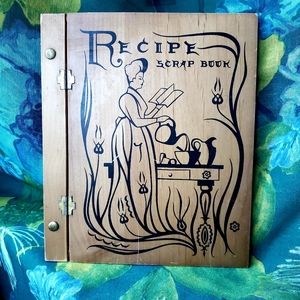 Vintage Wood Bound Recipe Book